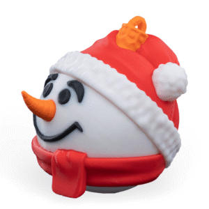 Happy Snowman Ornament | 3D Printed Xmas Decor | Unique Stocking Stuffer | Modern Red & White Bauble - Image 2
