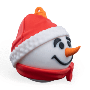 Happy Snowman Ornament | 3D Printed Xmas Decor | Unique Stocking Stuffer | Modern Red & White Bauble - Image 4